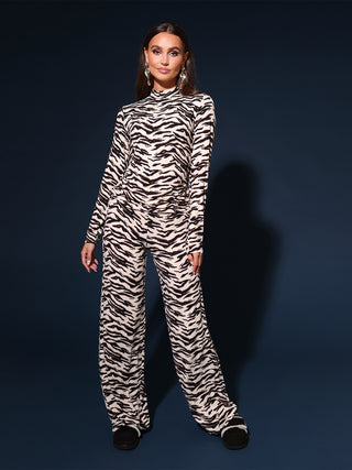 Calder off white zebra print broek