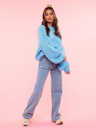 Liva licht blauwe oversized trui