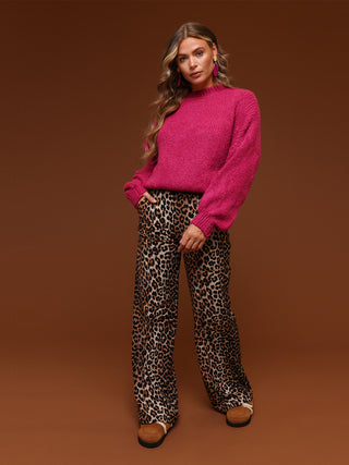 Liva fuchsia oversized trui