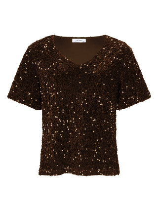 Brylee bruine pailletten tweedelige set