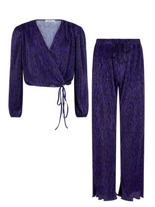 Deanne paarse print tweedelige set