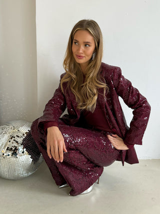 Lacy bordeaux blazer met pailetten