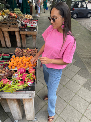 Mexy roze t-shirt met strass steentjes