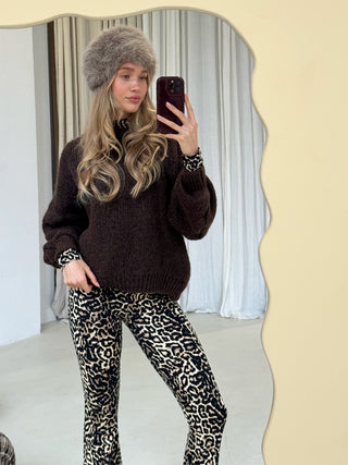 Magdalen kit/zwarte leopard print top