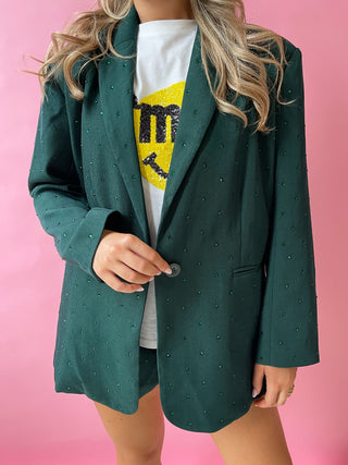 Loué donker groene blazer met steentjes