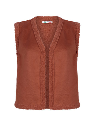 Emma roest bruine teddy vest