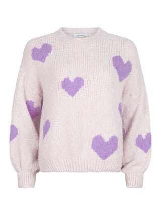Loua lila oversized trui met hartjes