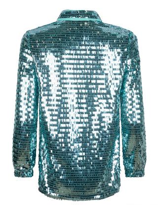 Carden blauwe blouse met pailletten