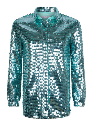 Carden blauwe blouse met pailletten
