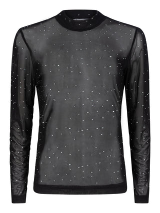 Carlise zilver/zwarte top  strass steentjes