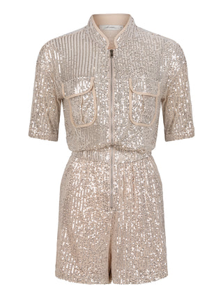 Bella beige pailetten playsuit