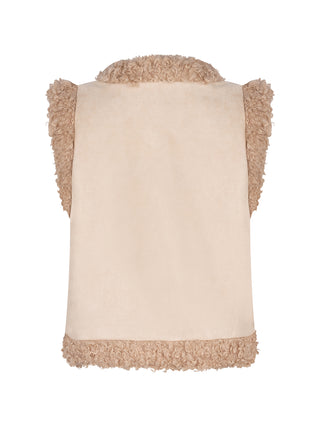 Devon beige/gekleurde teddy gilet