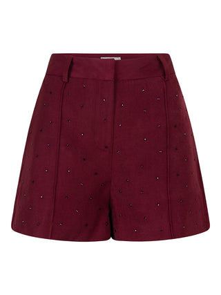 Liya bordeaux short met steentjes