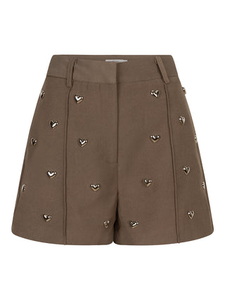 Love taupe short met hartjes