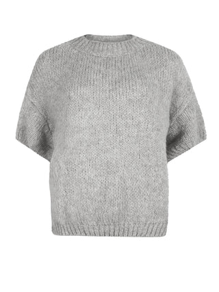Liva licht grijze korte pofmouw oversized trui