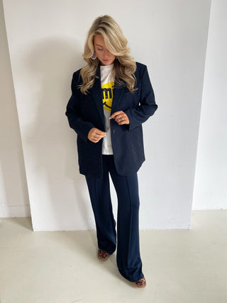 Loué navy blazer met steentjes