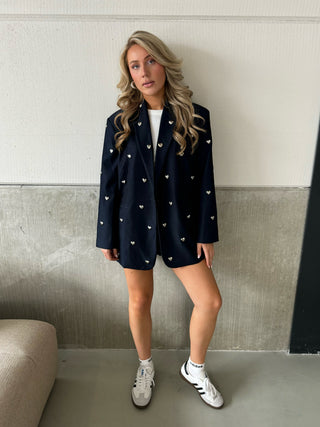 Loulou navy blazer met hartjes