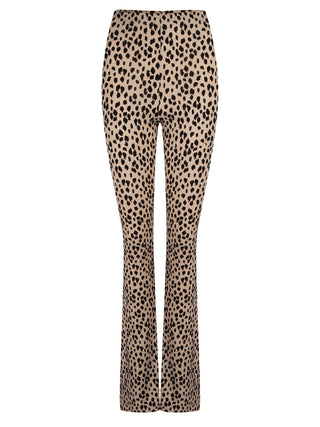 Elin off white/zwarte cheetah flared broek