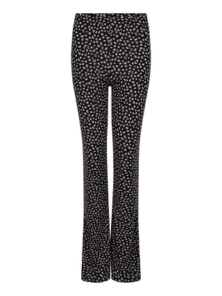 Elin zwart/ off white spotted cheetah print flare broek