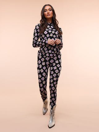 Ginger lila bloemen print legging