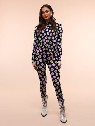 Ginger lila bloemen print legging