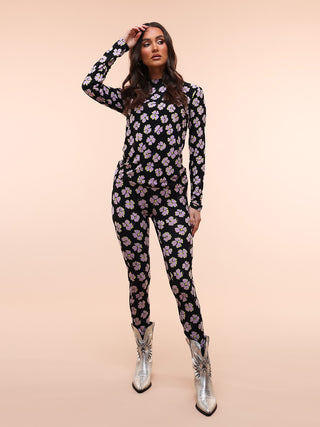 Ginger lila bloemen print legging
