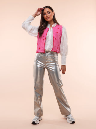 Hadley metallic zilveren broek