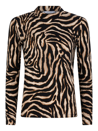 Magdalen beige/zebra print top